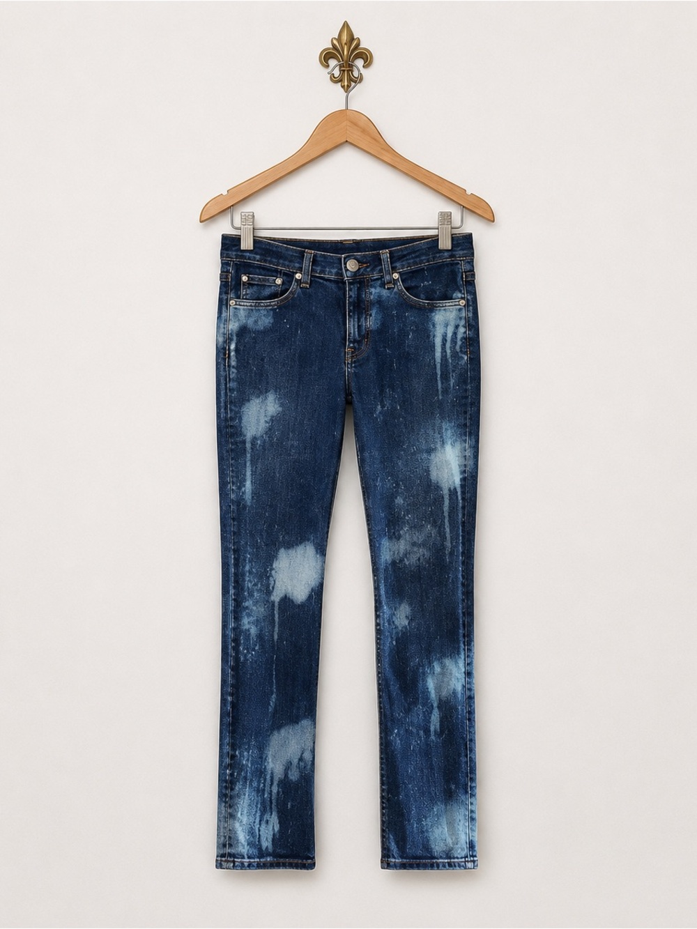 Rag & Bone dark blue bleached tie dye boho bohemian stretch skinny jeans 27